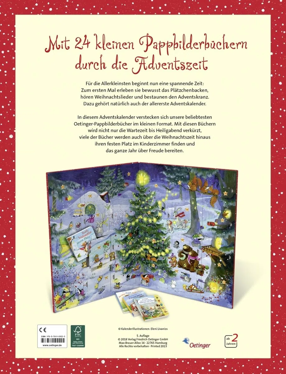 Mein allererster Adventskalender: mit 24 Pappbilderbüchern zum Herausnehmen: 24 weihnachtliche Geschichten für Kinder ab 2 Jahren