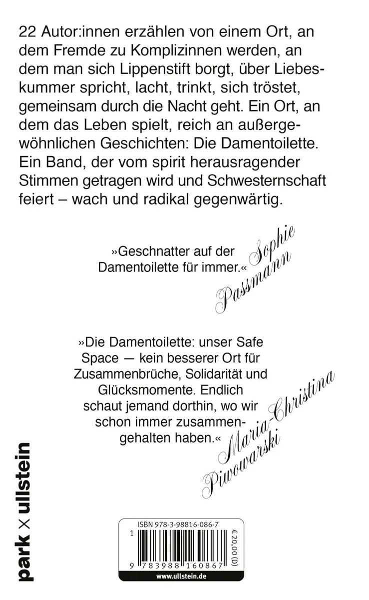 Die Damentoilette: 22 Liebeserklärungen | »Geschnatter auf der Damentoilette für immer.« Sophie Passmann