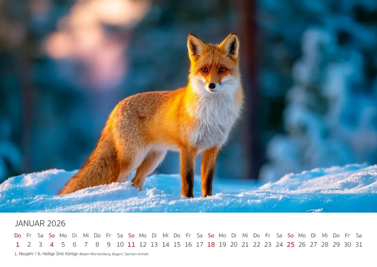 Edition Seidel Premium Kalender Jagd und Wild 2026 Format DIN A3 Wandkalender Wildtiere Reh Hirsch Wildschwein Fuchs Natur Wald