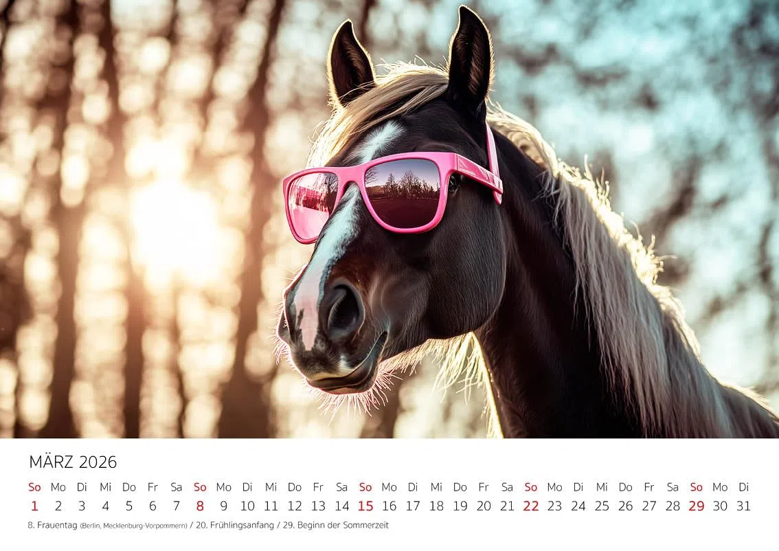 Edition Seidel Premium Kalender Der etwas andere Pferde Kalender 2026 Format DIN A4 Wandkalender Pferdekalender Tiere Stute Hengst Fohlen lustiges Pferd