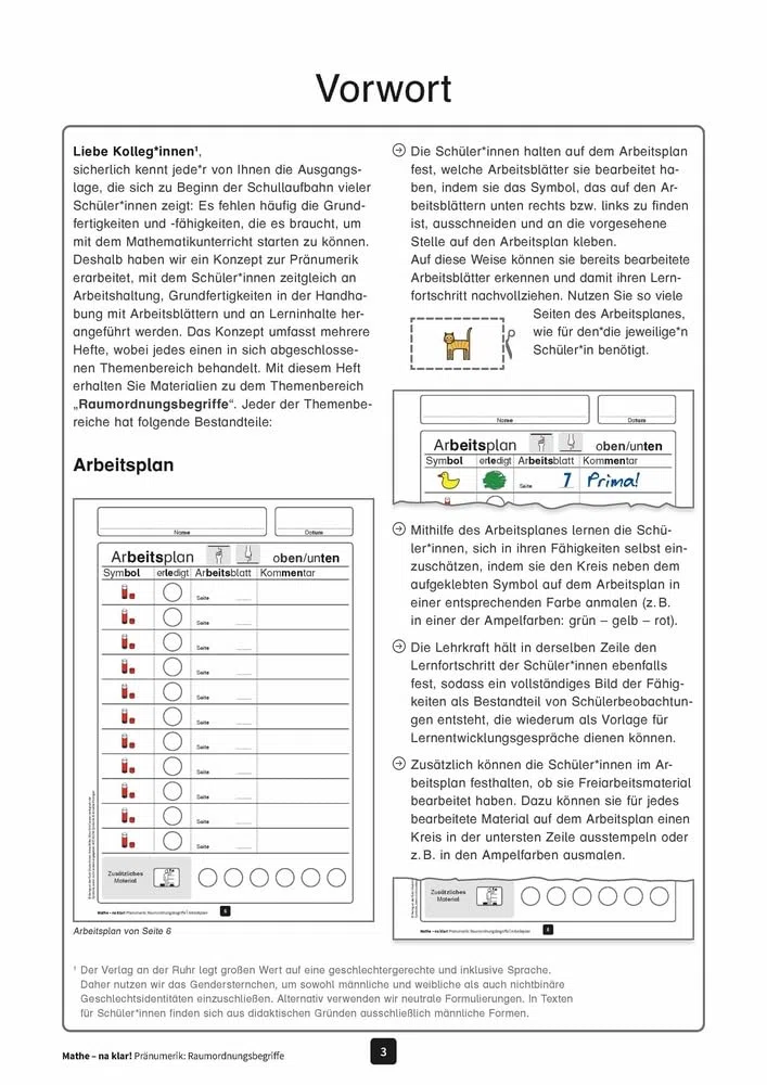 Mathe - na klar! Pränumerik: Raumordnungsbegriffe: Differenzierte Arbeitsblätter zur systematischen Förderung. Mit METACOM-Symbolen (Sonderpädagogische Förderung - Geistige Entwicklung)