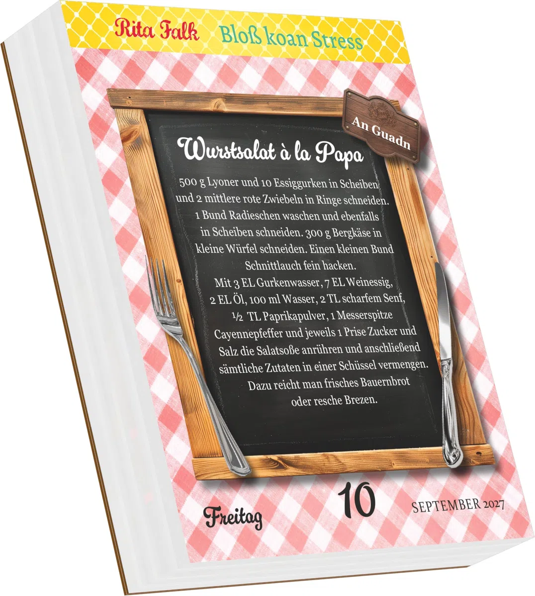 Rita Falk - Bloß koan Stress 2027: Tagesabreißkalender 12,5x16 cm mit Zitaten, Rezepten und Bayrisch-Lektionen