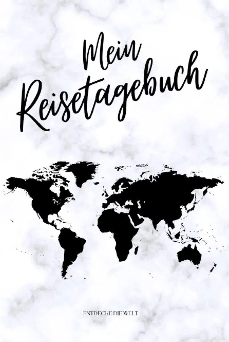 MEIN REISETAGEBUCH - Entdecke die Welt: Reisetagebuch zum Ausfüllen | Reisejournal zum Selberschreiben | Mit Platz zum Einkleben deiner Polaroidfotos ... | Hardcover ca. Din A5 | Cover 2 Marmor weiß