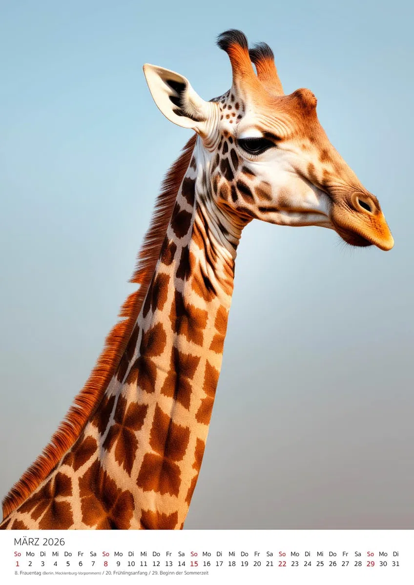 Edition Seidel Premium Kalender Giraffen 2026 Format DIN A3 Wandkalender Tierkalender Afrika Südafrika Kenia Serengeti Steppe Savanne Giraffe Bulle Kühe Wildtiere Melanie Viola
