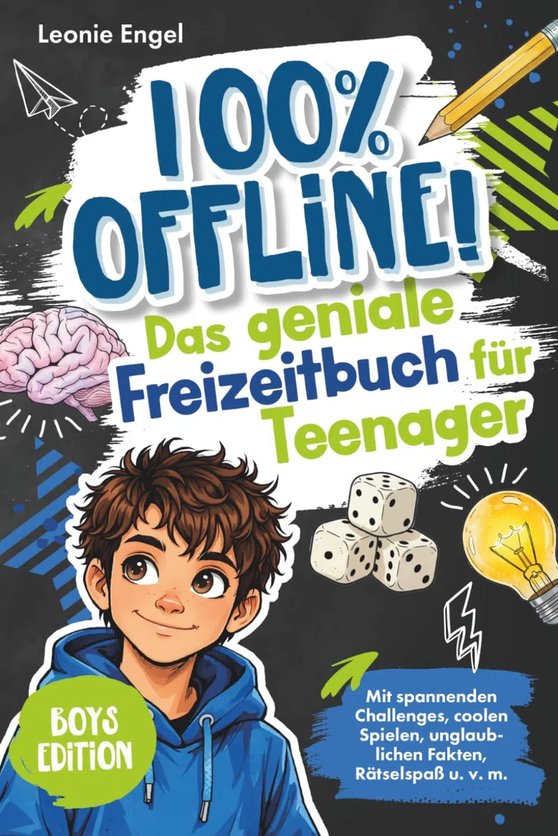100% offline! Das geniale Freizeitbuch für Teenager-Jungen: Den Alltag zum Erlebnis machen mit spannenden Challenges, coolen Spielen, unglaublichen Fakten, Rätselspaß u. v. m. | Ab 10 Jahren