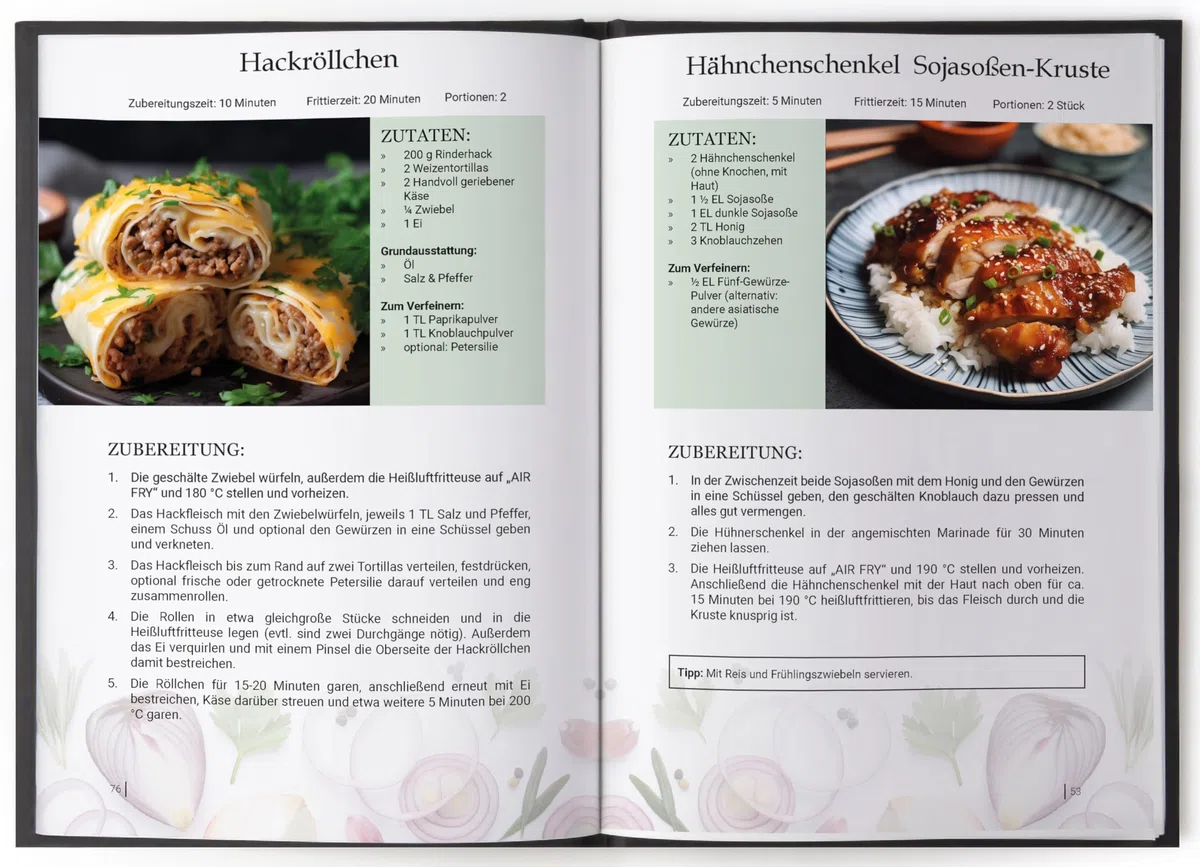XXL Ninja Airfryer Kochbuch Premium [FARBAUSGABE]: Vielfältige Rezeptideen für jeden Anlass - wenig Fett, viel Geschmack | kompatibel mit allen Modellen: Dual Zone & Co. | Heißluftfritteuse Rezeptbuch