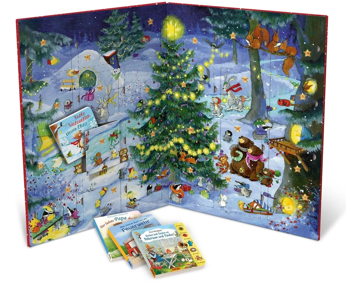 Mein allererster Adventskalender: mit 24 Pappbilderbüchern zum Herausnehmen: 24 weihnachtliche Geschichten für Kinder ab 2 Jahren