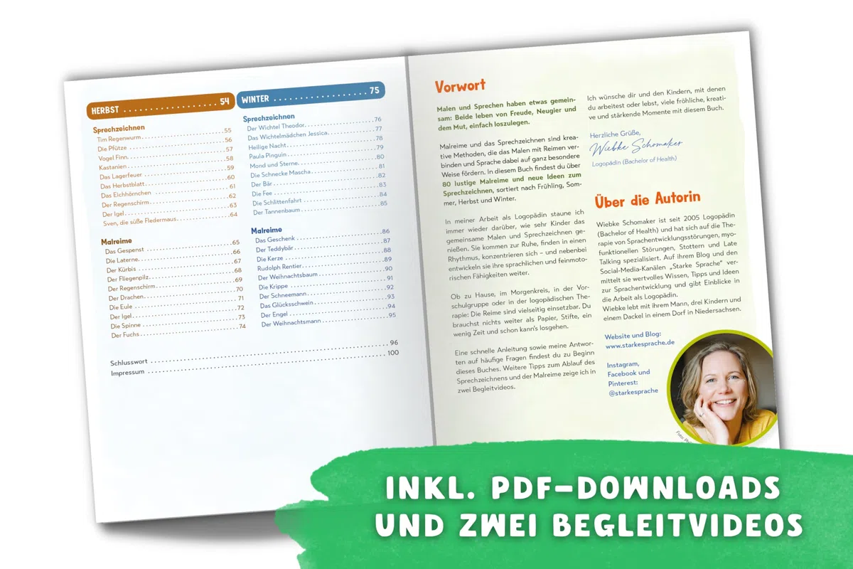 Reimen, Malen, Sprechen lernen! 80 Ideen zum Sprechzeichnen und kreative Malreime zur Stärkung von Feinmotorik, Konzentration und Aussprache: Mit ... durch das Jahr (Starke Sprache)