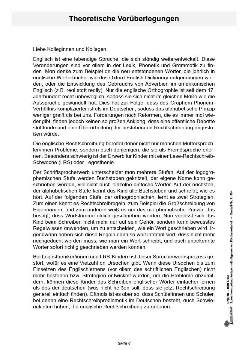 Englisch LRS Förderung Sekundarstufe Klasse 7 8 9 10 11 12 13 Legasthenie | Grammatik Wortschatz Rechtschreibung Sprachkompetenz ... Allgemeines Fördermaterial, besonders für LRS