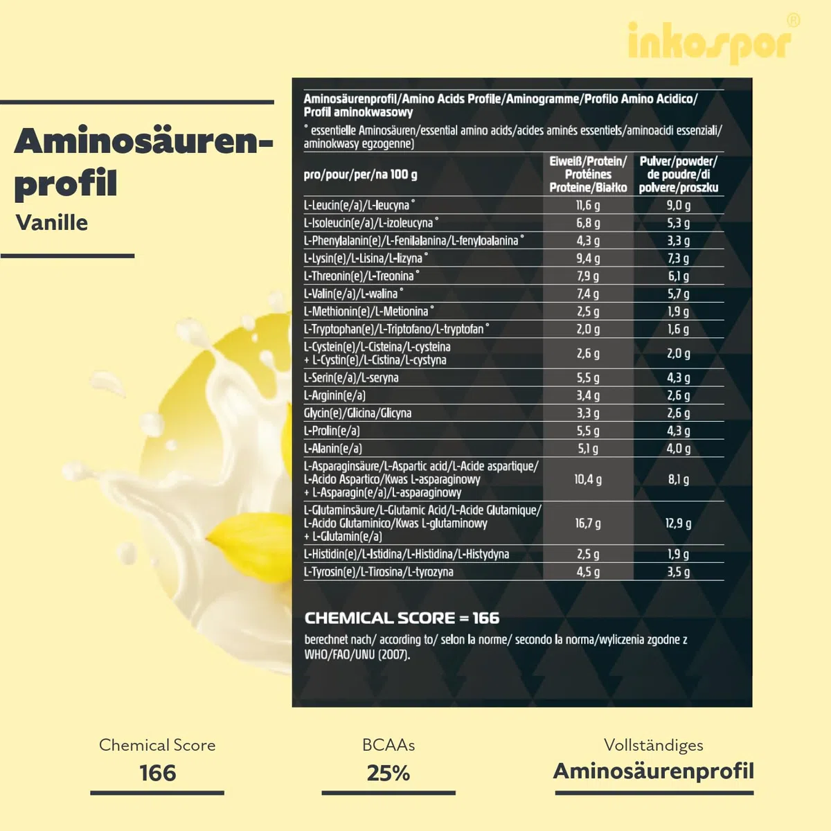 inkospor WHEY PROTEIN + Eiweißpulver aus Whey und Casein für einen extra cremigen Protein Shake, 24g Eiweiß pro Portion, Vanille Geschmack