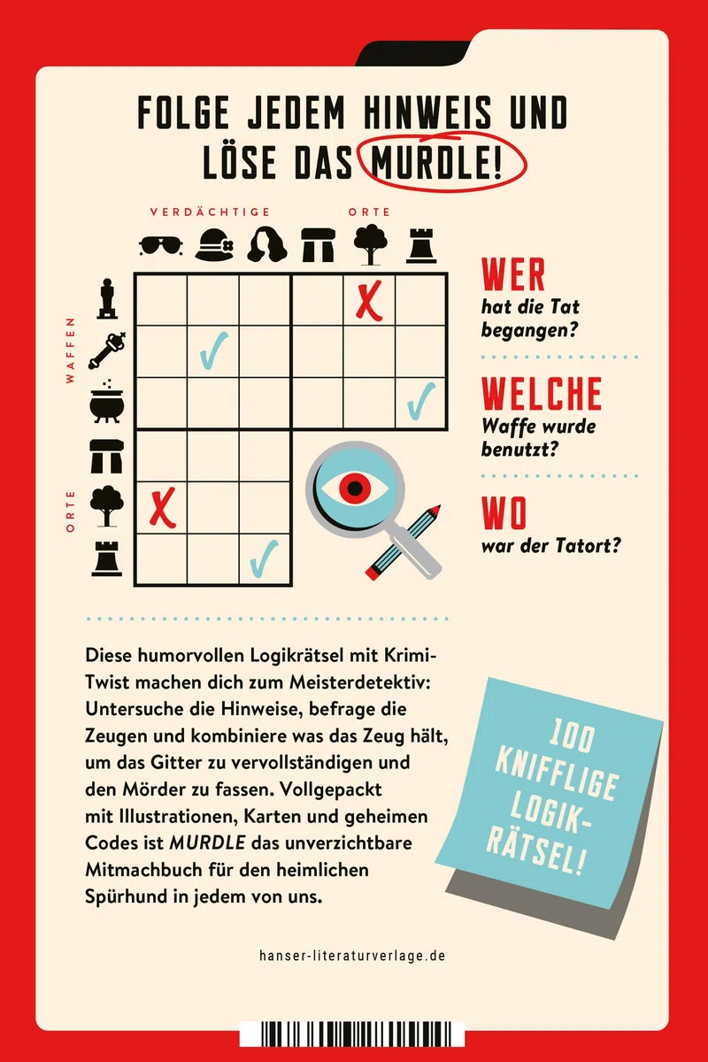 Murdle Volume 1: 100 mörderisch gute Rätsel – werde mit Köpfchen, Logik und klugem Kombinieren zum Meisterdetektiv Der Megaseller aus UK jetzt auf Deutsch!