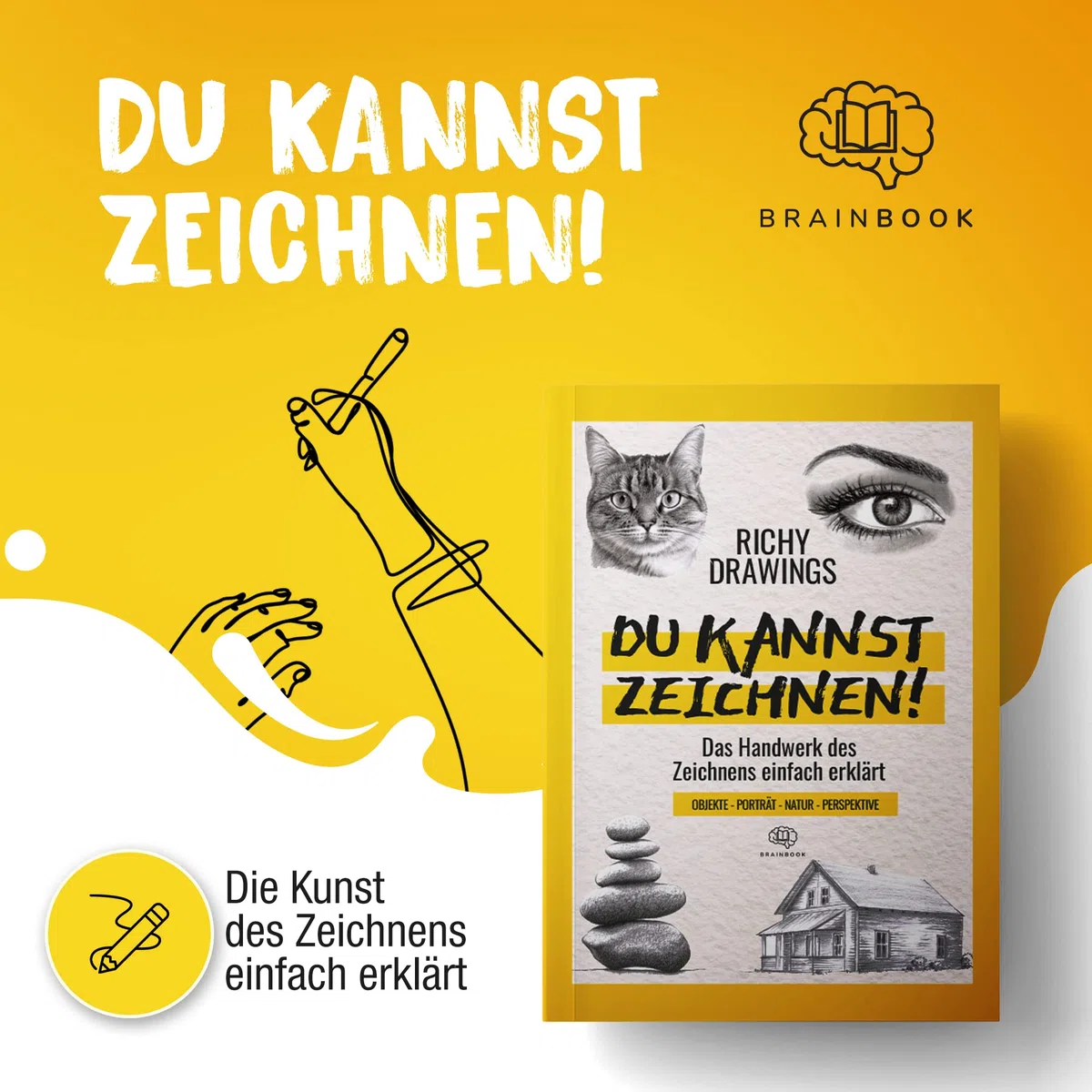 DU KANNST ZEICHNEN!: Zeichnen lernen – schnell und einfach. Portraits, Objekte, Landschaft, Tiere und Perspektive zeichnen lernen (inkl. Videos): Das ... Natur - Perspektive (Zeichnen leicht gemacht)