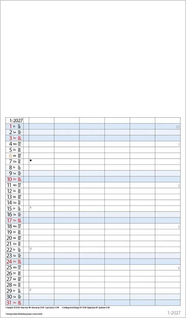 FMB Familienplaner XL 2027: Familienplaner mit 6 Spalten als Fotokalender zum Selbstgestalten. Familienkalender mit Ferienterminen und festem Bastelpapier.