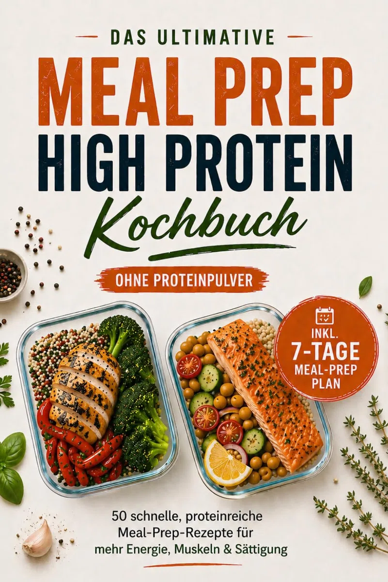 Das Meal Prep High Protein Kochbuch – Ohne Proteinpulver: 50 schnelle, proteinreiche Rezepte für mehr Muskeln, Energie & Sättigung – inkl. 7-Tage Meal-Prep Plan
