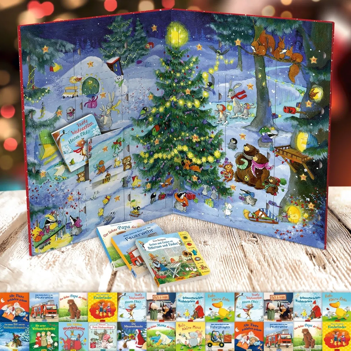 Mein allererster Adventskalender: mit 24 Pappbilderbüchern zum Herausnehmen: 24 weihnachtliche Geschichten für Kinder ab 2 Jahren