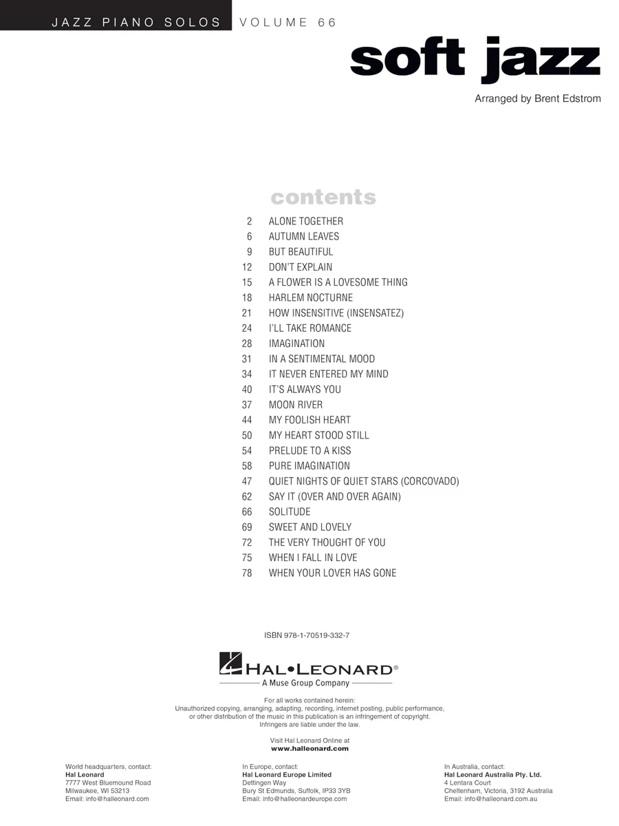 Soft Jazz, Volume 66 | Klavier Solo Songbook mit 24 klassischen Soft Jazz Standards | Jazz Piano Solos Series Band 66 Notenbuch mit Akkordsymbolen für ... Solos Series Volume 66 (Jazz Piano Solos, 66)
