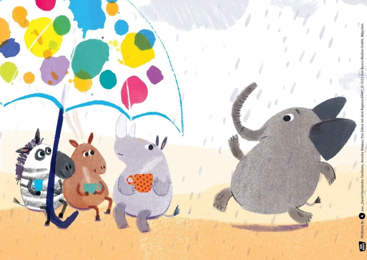 Das Zebra mit dem Regenschirm. Kamishibai Bildkartenset: Entdecken - Erzählen - Begreifen: Bilderbuchgeschichten. Eine Tiergeschichte über ... für unser Erzähltheater)