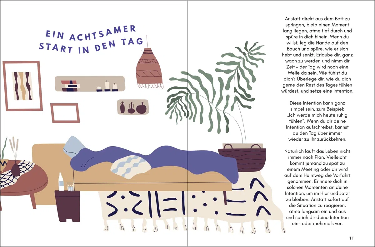 Das Glück liegt im Jetzt: Inspirationen für mehr Achtsamkeit und innere Balance | Einfache Tipps und Impulse für ein bewusstes Leben | Mit vielen Illustrationen, Texten & Zitaten