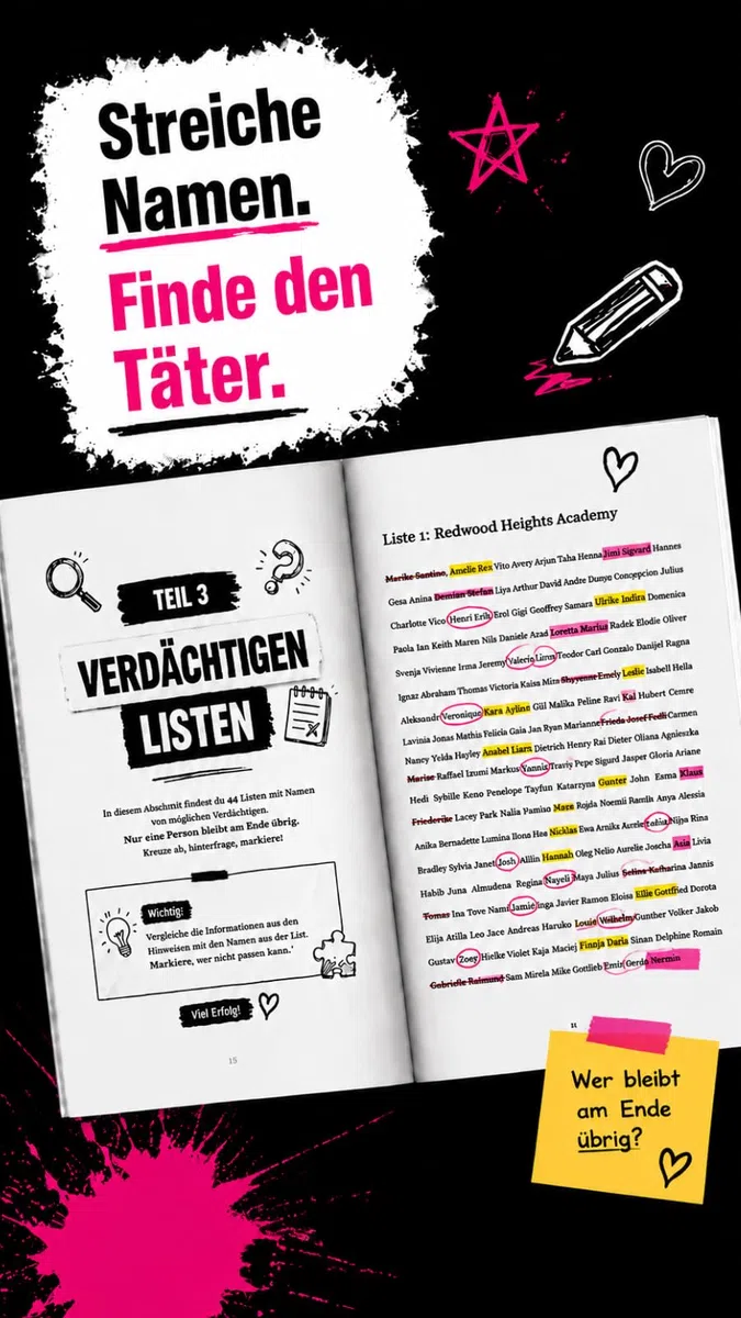 Wer hat Sarahs Crush geleakt? Das mysteriöse Rätselbuch für clevere Teenager: Kombiniere knifflige Hinweise und löse den geheimen Fall | Kreatives Geschenk für Mädchen ab 12 Jahren