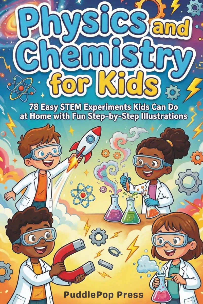 Physics and Chemistry for Kids: 78 Easy STEM Experiments Kids Can Do at Home with Fun Step-by-Step Illustrations (PuddlePop Adventure Learning Series)