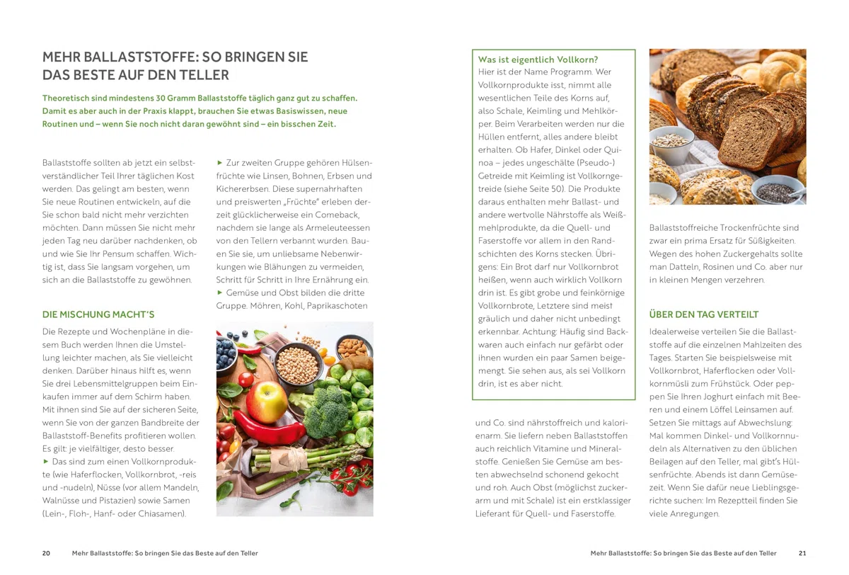 Mein Ballaststoff-Masterplan: Viele kleine Sattmacher statt Diät: Gesund und schlank ganz ohne Verzicht