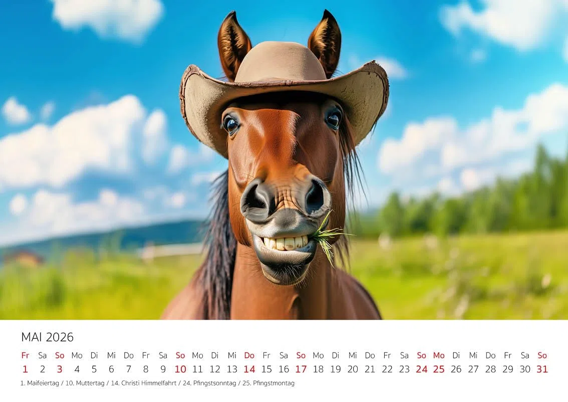 Edition Seidel Premium Kalender Der etwas andere Pferde Kalender 2026 Format DIN A4 Wandkalender Pferdekalender Tiere Stute Hengst Fohlen lustiges Pferd