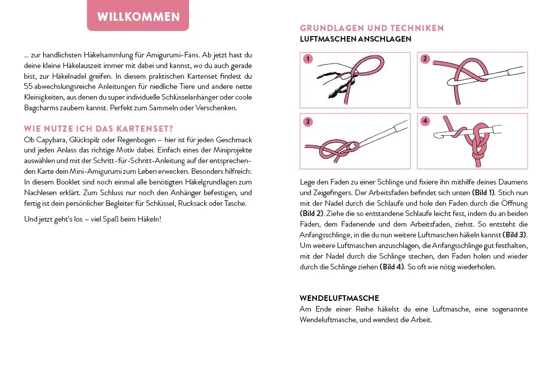 55 x häkeln – Mini-Amigurumis Schlüsselanhänger: Dein Kartenset mit niedlichen Tieren & mehr: 55 Karten mit Häkelfiguren für Schlüsselbund & Co. | Grundlagen-Booklet & 3 Schlüsselringe inklusive