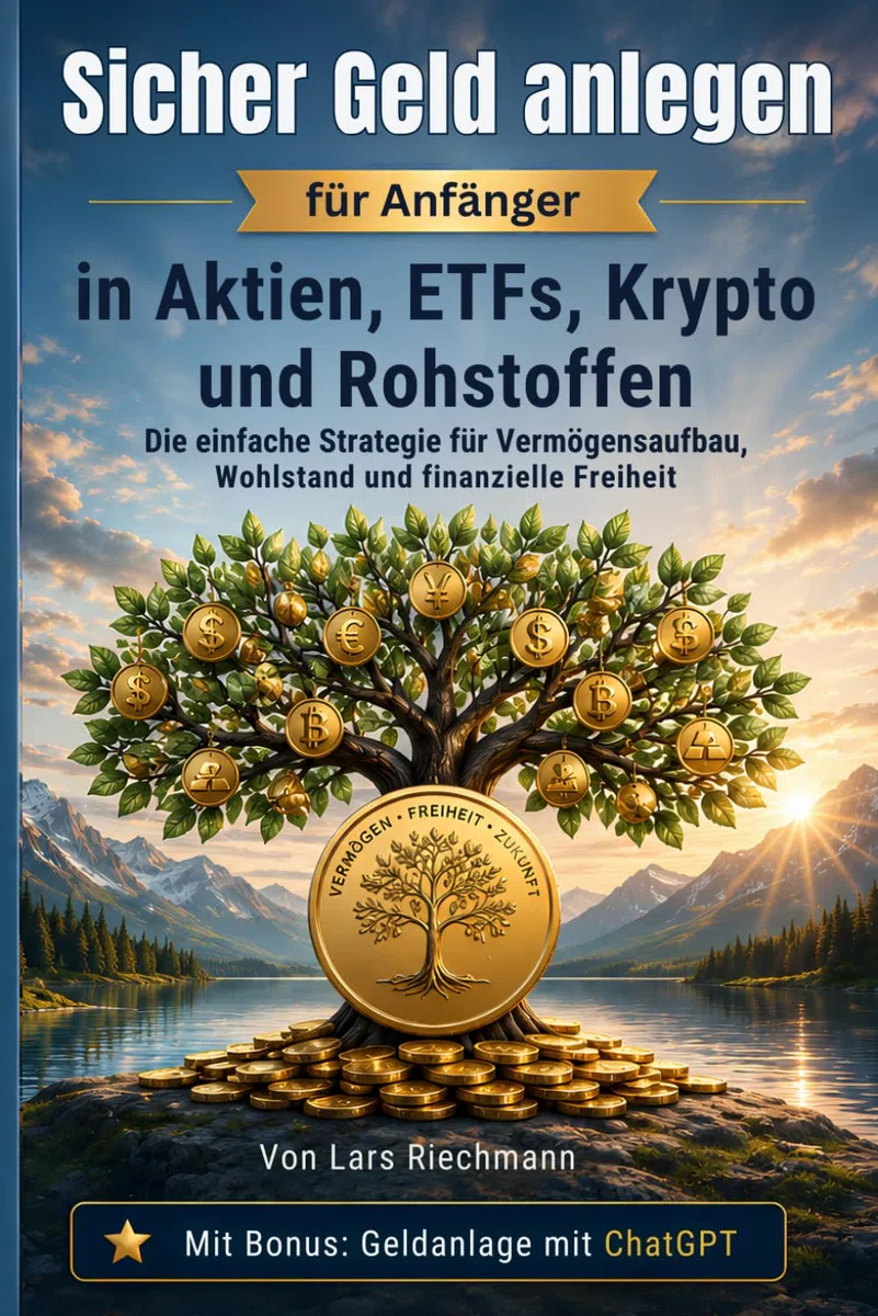 Sicher Geld anlegen in Aktien, ETFs, Krypto und Rohstoffen: Die einfache Strategie für Vermögensaufbau, Wohlstand und finanzielle Freiheit
