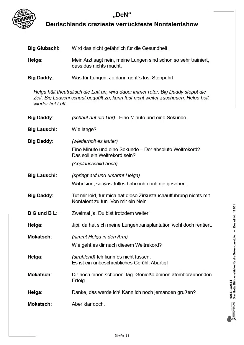 Halli-Galli Theaterstücke Sekundarstufe Klasse 5 6 7 8 Theater-AG Jugendtheater | 3 Bühnenstücke Nontalentshow Vampir Krimi Komödie Sozialtheater 64 ... flotte Bühnenstücke für die Sekundarstufe