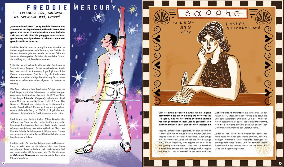 Queer Heroes (dt.): 53 LGBTQ-Held*innen von Sappho bis Freddie Mercury und Ellen DeGeneres