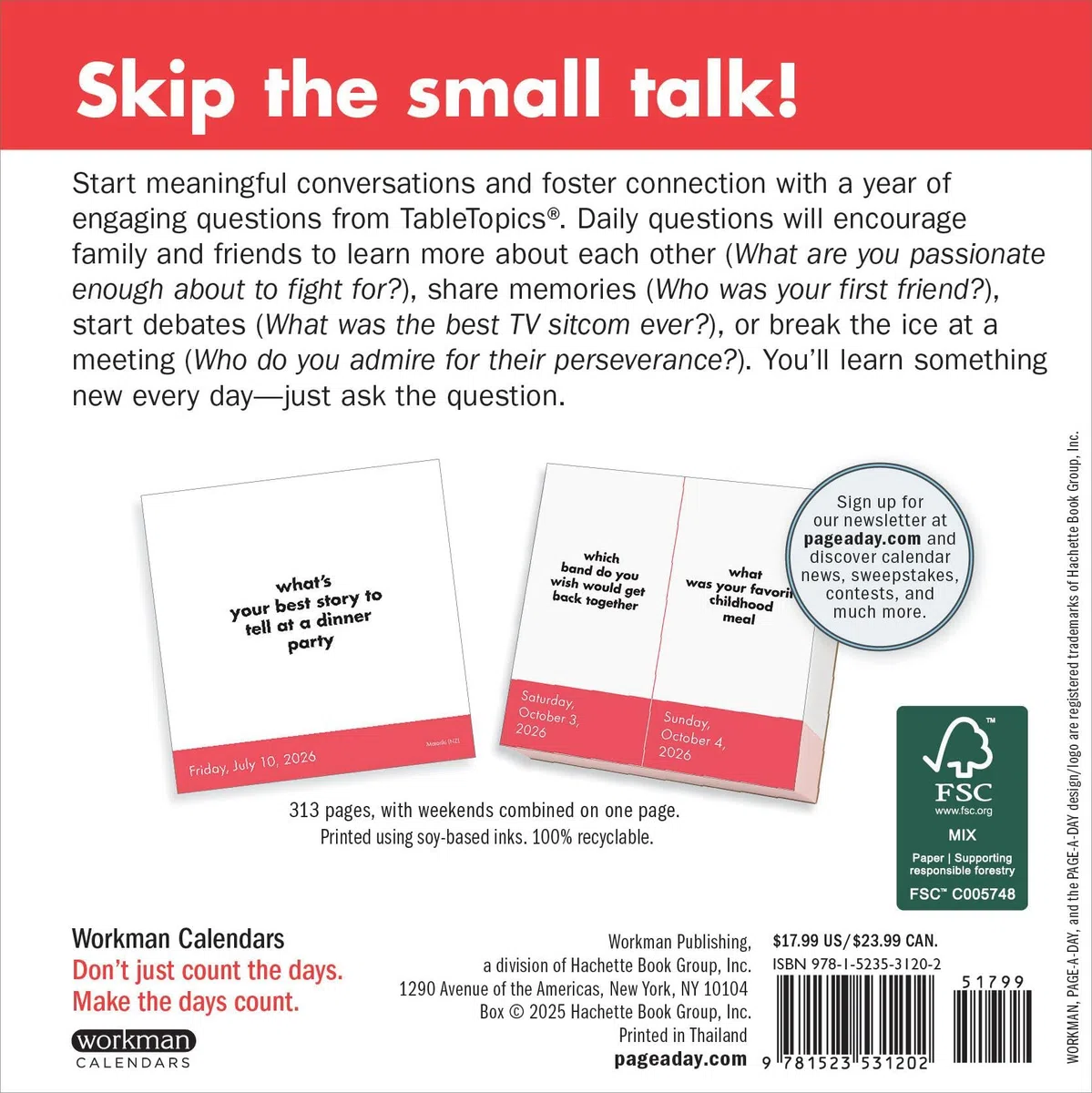 TableTopics® Question-A-Day Page-A-Day® Calendar 2026: A Year of Great Conversation Starters
