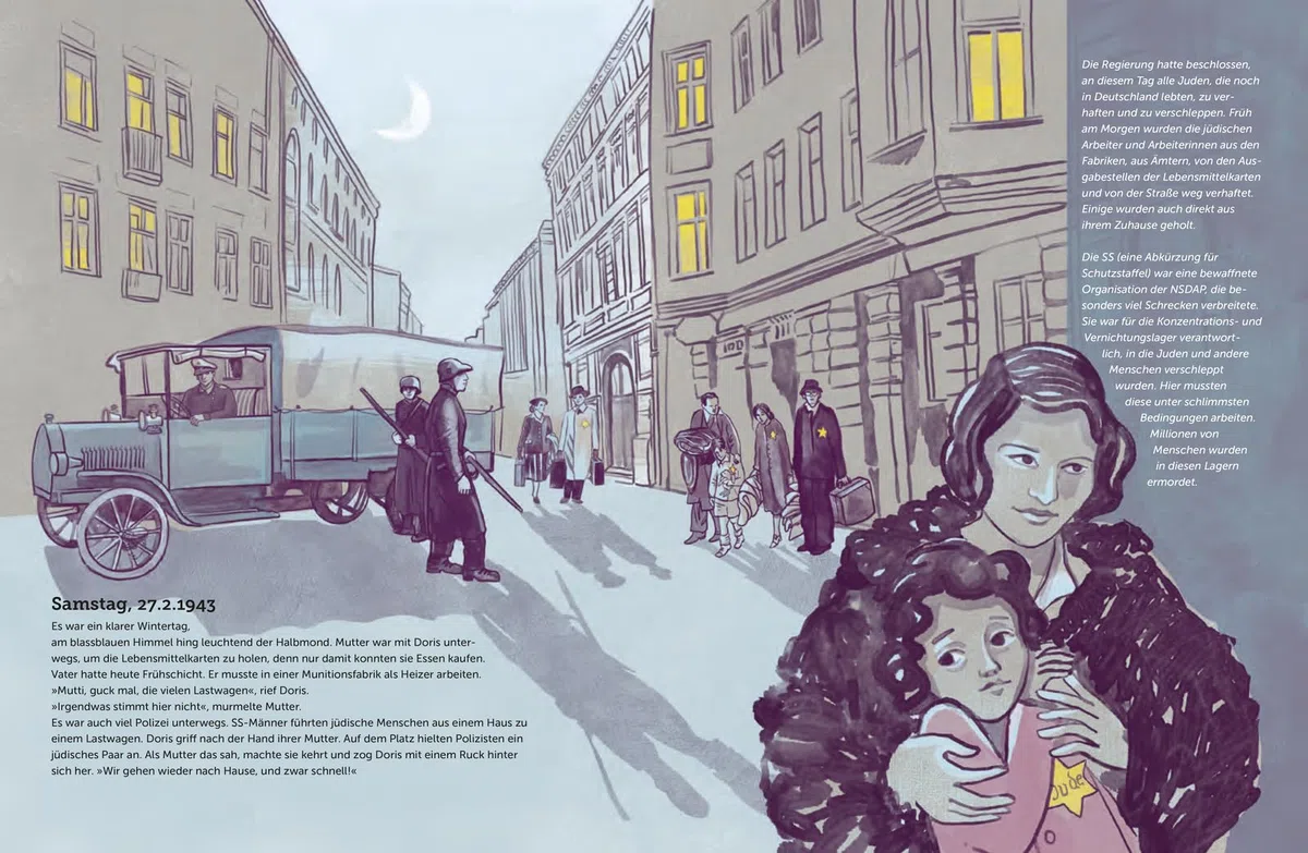 Damals in der Rosenstraße: Als Frauen und Kinder sich gegen die Nazi-Diktatur stellten | Kinderbuch, das den Holocaust für Kinder erklärt. Mit beeindruckenden Illustrationen.