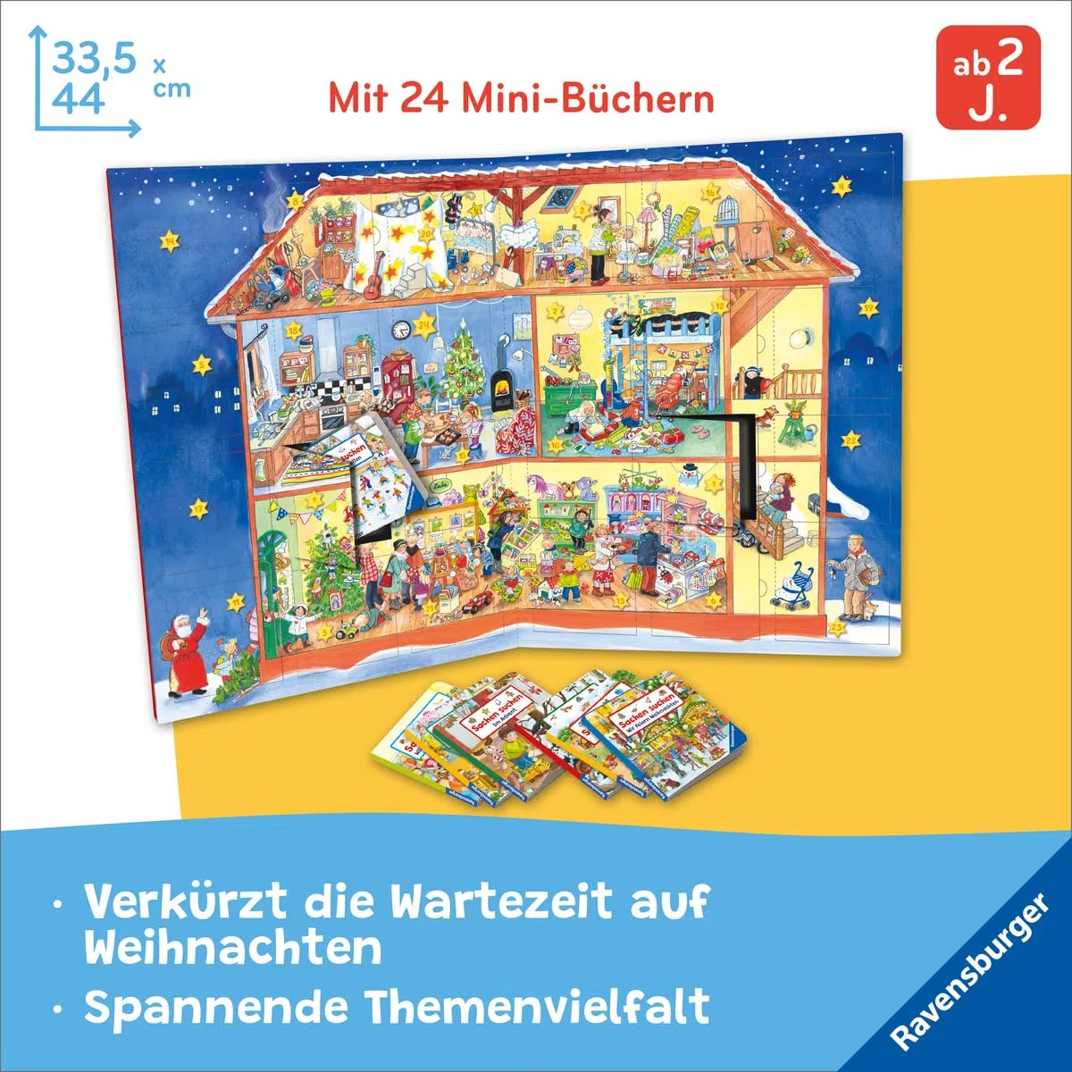Mein großer Sachen suchen Adventskalender, dekorativer Aufstellkalender ab 2 Jahren: Mit 24 Pappbilderbüchern