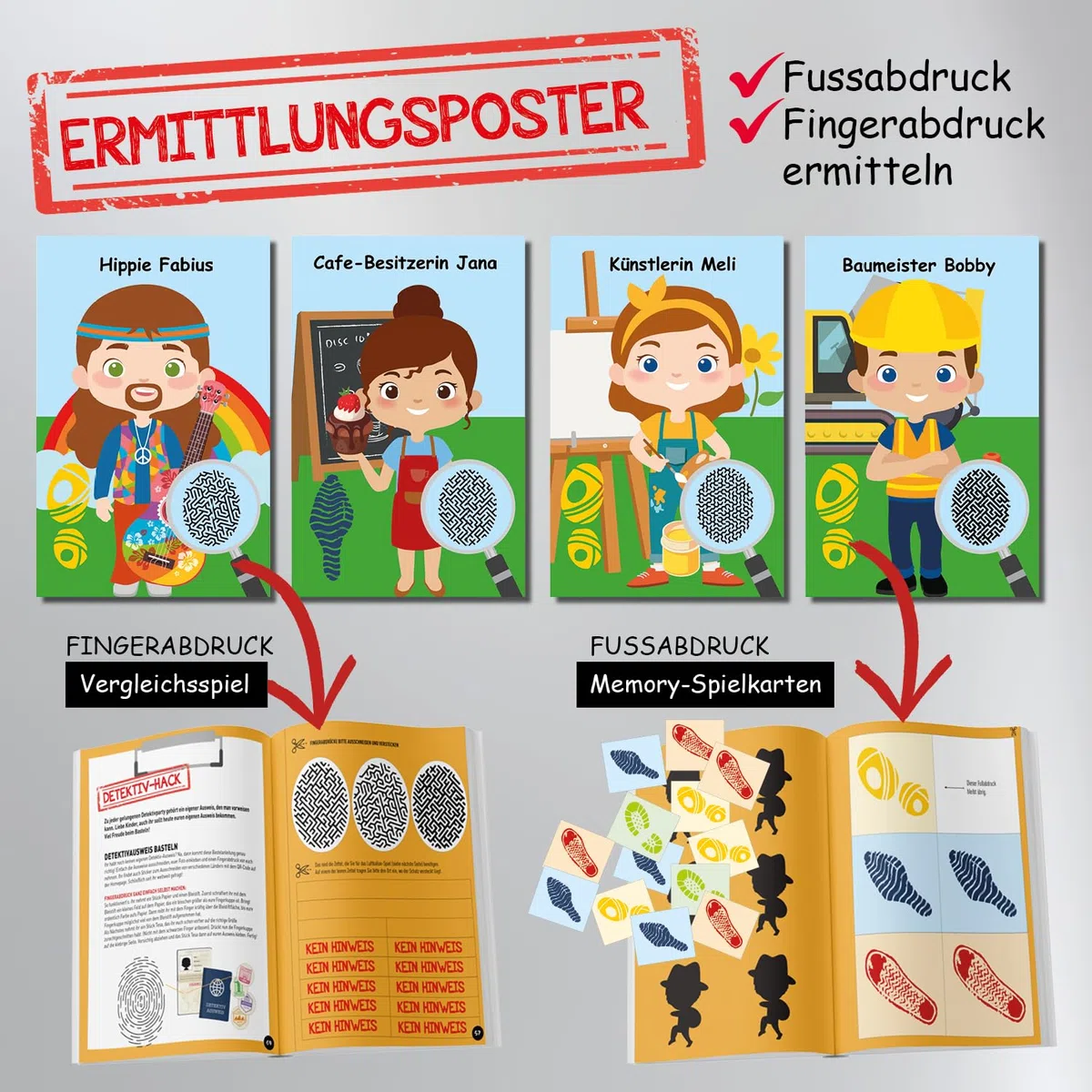 Schnitzeljagd Detektive Kindergeburtstag ab 6 Jahre: Kreativ geplante Schatzsuche - Fallermittlung mit Fußspuren & Fingerabdrücke lesen - Sofort Startklar! (Bravo Schatzsuche)