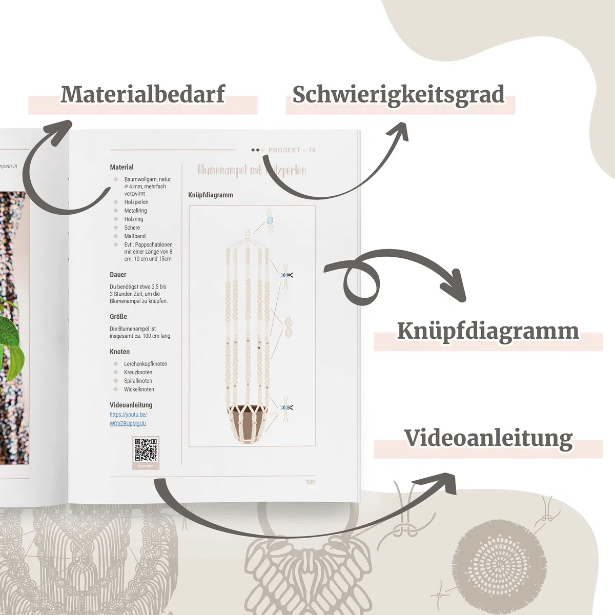 Einfach Makramee: Das Handbuch mit Knoten 1x1, Schritt-für-Schritt-Anleitungen und Videos. Anleitungen für Anfänger und Fortgeschrittene. Geniale ... Blumenampel, Handykette und vieles mehr.