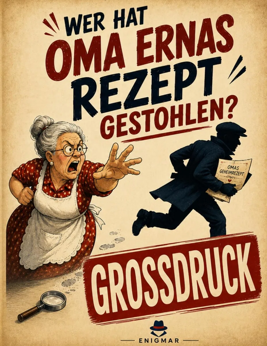 Wer hat Oma Ernas Rezept gestohlen?: Großdruck-Ausgabe: Das gemütliche Rätselbuch für Senioren mit 6.480 Namen, 18 Hinweisen und einem Rezeptdieb