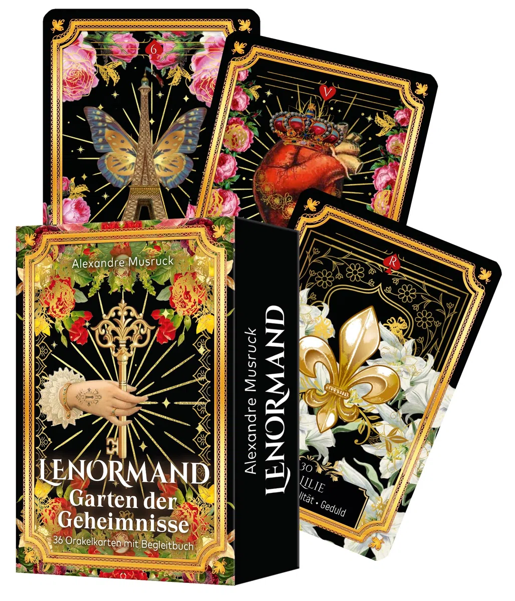 Lenormand – Garten der Geheimnisse: 36 Orakelkarten mit Begleitbuch - Wahrsage-Kartenset mit opulenter Ausstattung