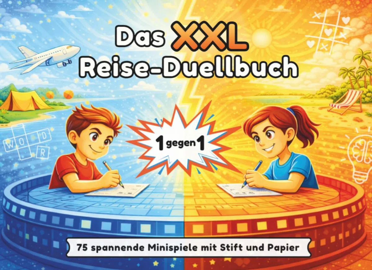 Das XXL Reise-Duellbuch - 1 gegen 1: 75 spannende Minispiele mit Stift und Papier für Kinder ab 8 Jahren. Perfekte Beschäftigung für unterwegs und im Urlaub