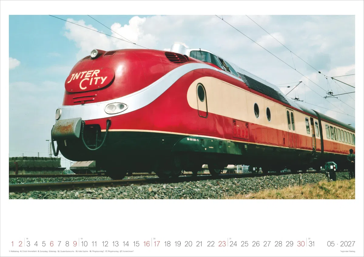 Eisenbahn-Nostalgie 2027: Wandkalender42x29,7 cm mit 12 Dampflok- und Eisenbahn-Motiven, sprachneutralem Kalendarium und Spiralbindung
