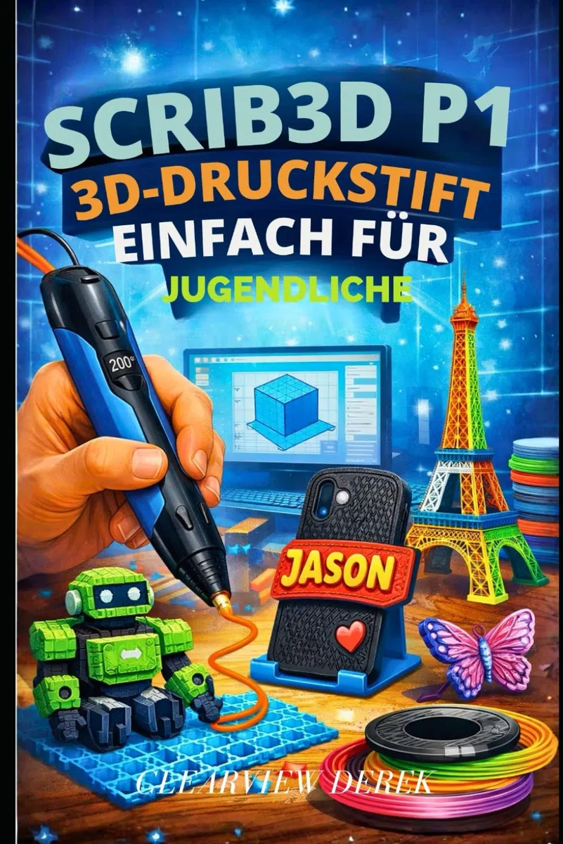 SCRIB3D P1 3D-DRUCKSTIFT – EINFACH FÜR JUGENDLICHE: Eine Einführung in Skizzen, Modelle, Reparaturen und Kunst mit PLA- und ABS-Filamenten und Airbrush-Techniken