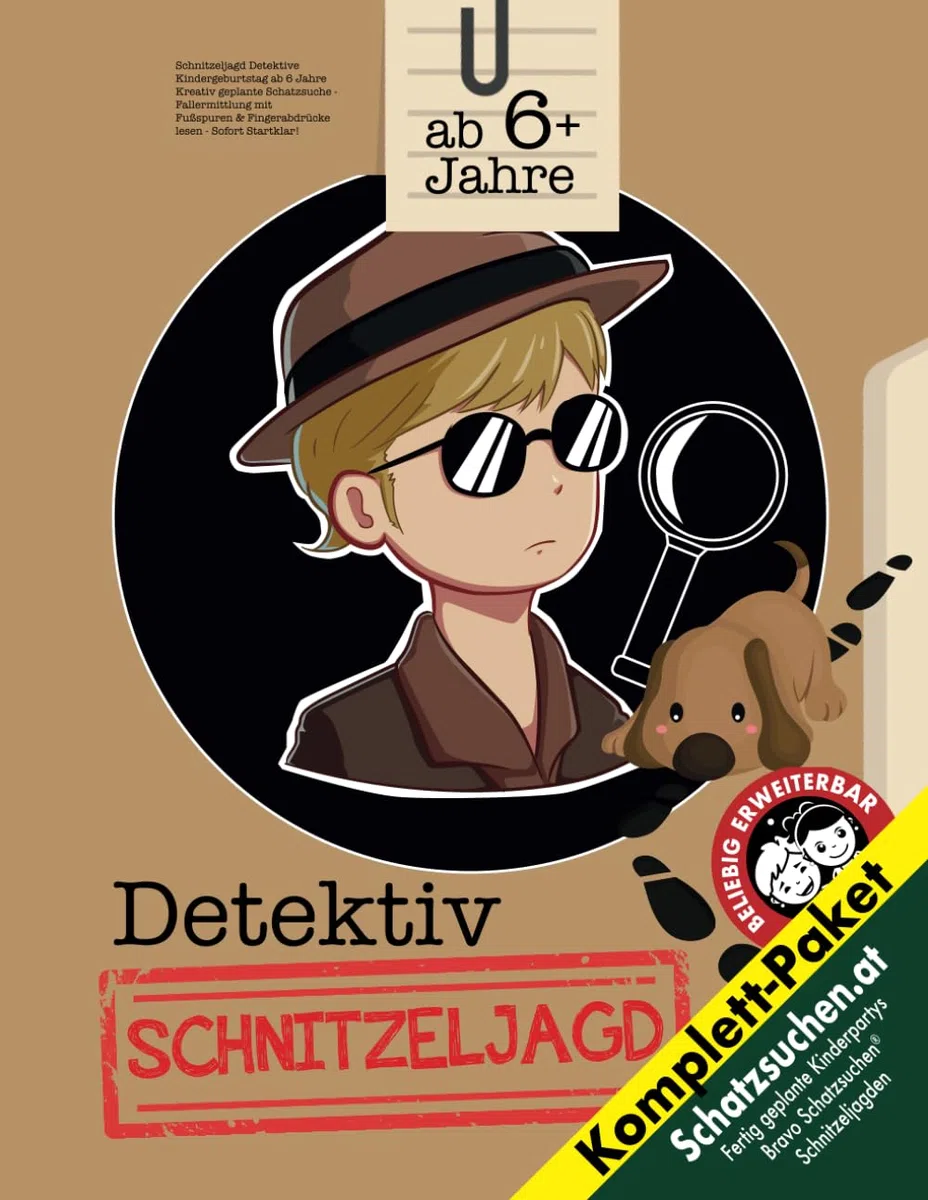 Schnitzeljagd Detektive Kindergeburtstag ab 6 Jahre: Kreativ geplante Schatzsuche - Fallermittlung mit Fußspuren & Fingerabdrücke lesen - Sofort Startklar! (Bravo Schatzsuche)
