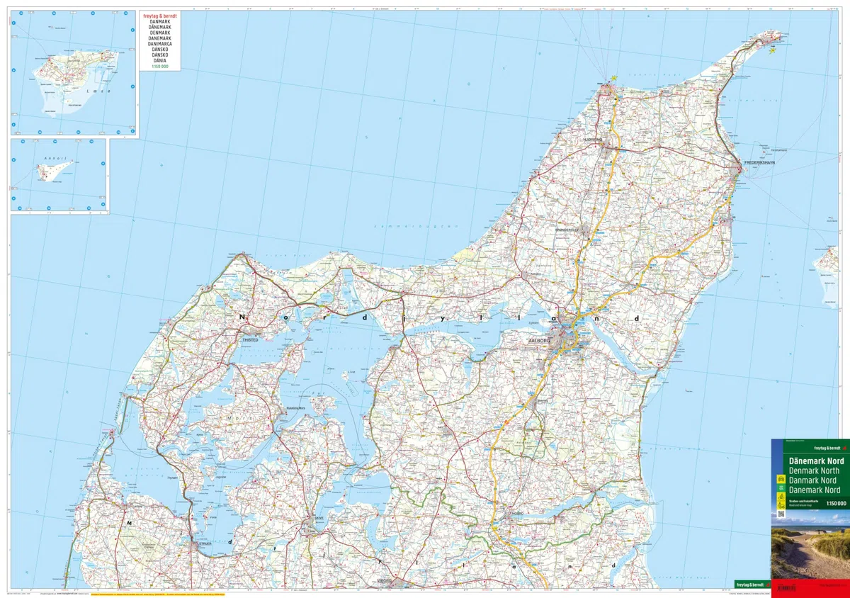 Dänemark Nord und Süd, Autokarten Set 1:150.000: 2 Blätter in Kunststoff-Hülle mit Infoguide und Top Tips