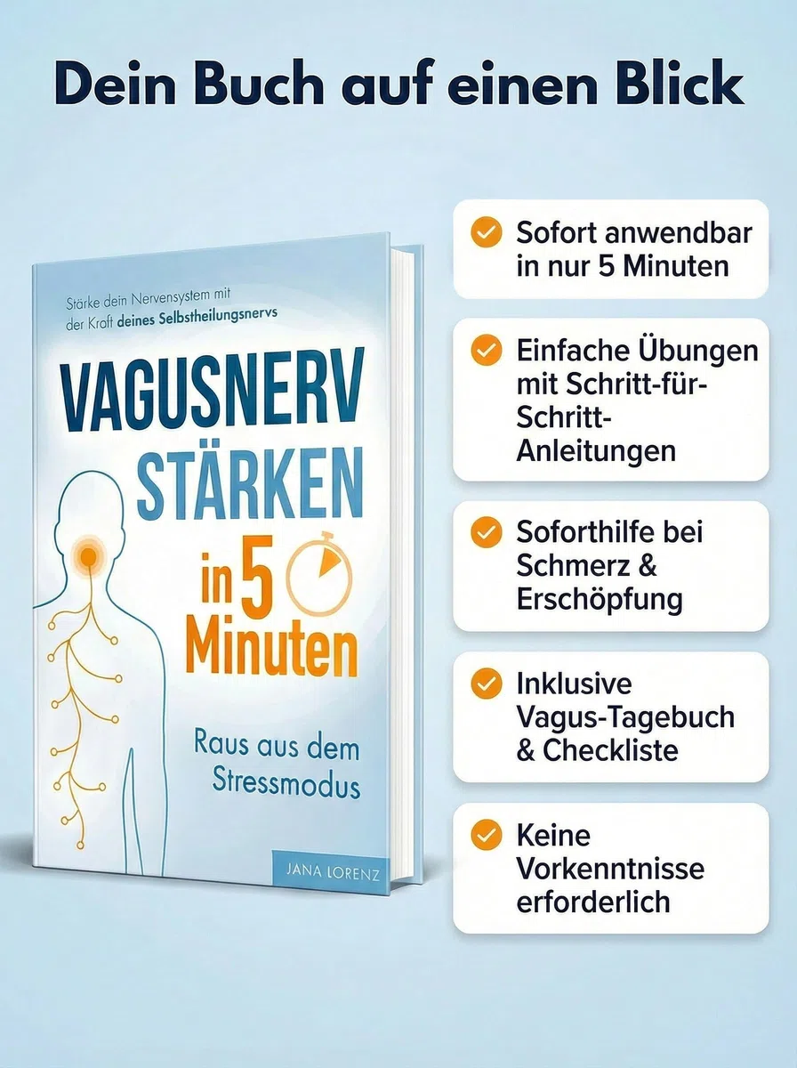 Vagusnerv stärken in 5 Minuten: Raus aus dem Stressmodus: Stärke dein Nervensystem mit der Kraft deines Selbstheilungsnervs | Soforthilfe bei Erschöpfung, Schmerz, Nervosität & Schlafproblemen