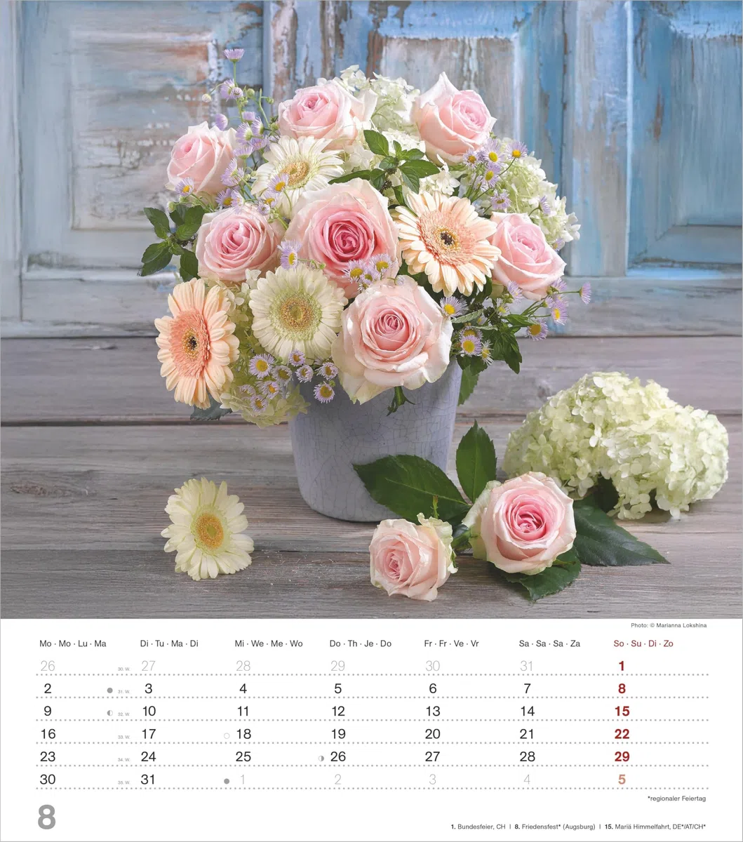 Der Duft der Rosen 2027: Wandkalender 30x34 cm mit 12 Rosenarrangements, Duftlack und Platz für Notizen