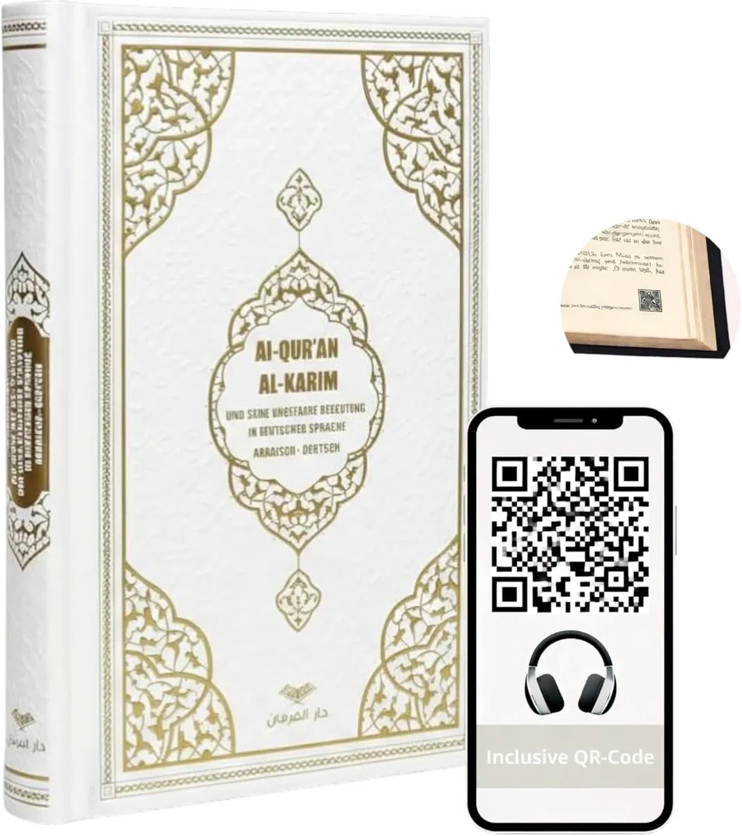 Der edle Koran – Arabisch-Deutsch | Übersetzung von Abu-r-Ridâ Muhammad Ibn Ahmad Ibn Rassoul | 17×24 cm | 616 Seiten | Termo-Leder, Goldschnitt, Hochwertige Ausgabe (White, 20x14 cm)