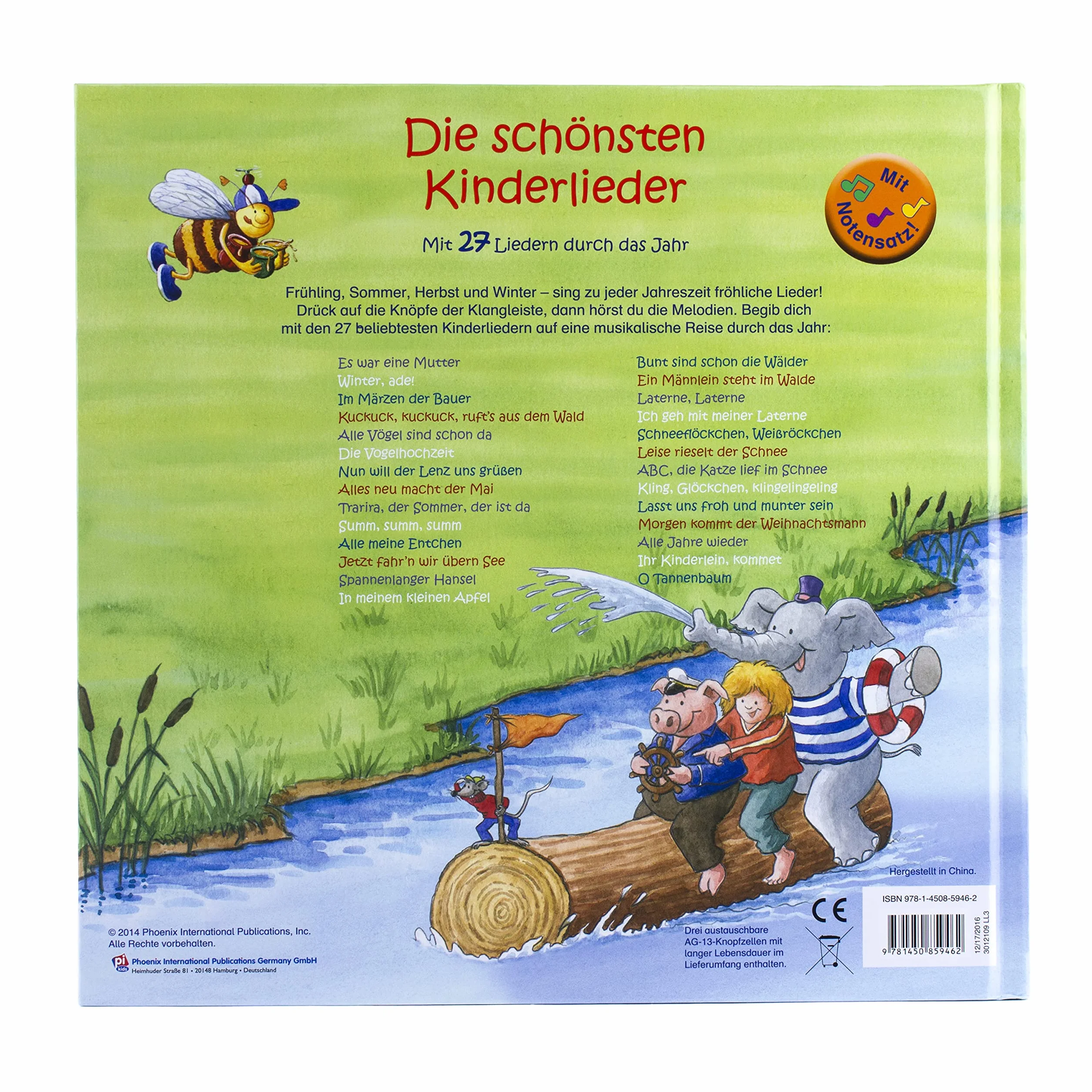 27-Button Soundbuch - Die schönsten Kinderlieder zum Mitsingen - Mit 27 Liedern durch das Jahr Hardcover-Buch mit Noten - Liederbuch: mit 27 bekannten Kinderliedern