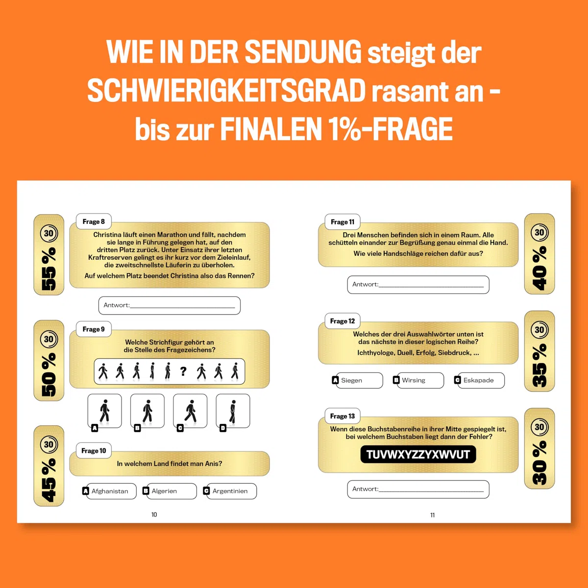 Das 1% Quiz – Wie clever bist du? Das offizielle Buch zur Show: Mit den 400 besten Aufgaben aus der Sendung. Hier musst du um die Ecke denken!