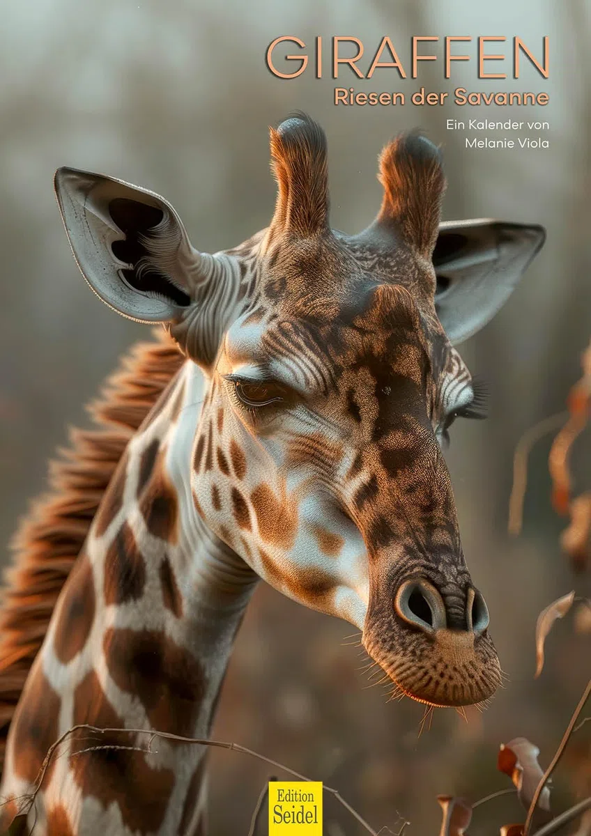 Edition Seidel Premium Kalender Giraffen 2026 Format DIN A3 Wandkalender Tierkalender Afrika Südafrika Kenia Serengeti Steppe Savanne Giraffe Bulle Kühe Wildtiere Melanie Viola