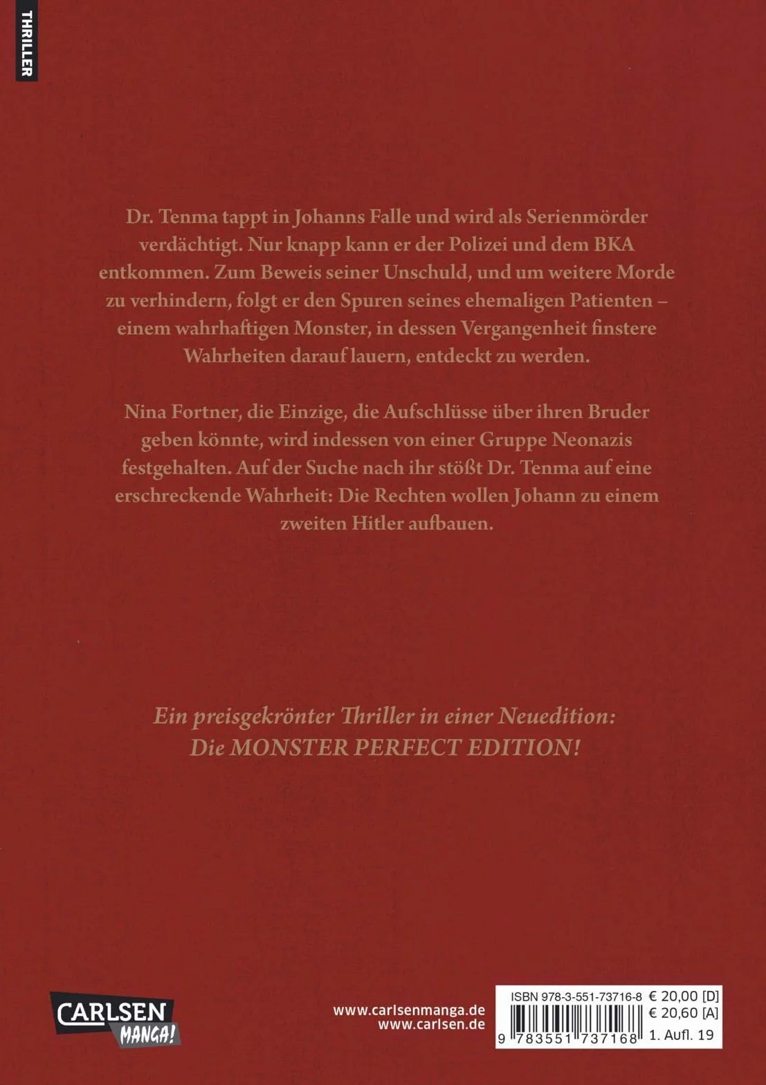 Monster Perfect Edition 2: Preisgekrönte Manga-Thriller-Serie ab 14 Jahren, in der ein Chirurg einen Serienkiller rettet und selbst zur Zielscheibe wird
