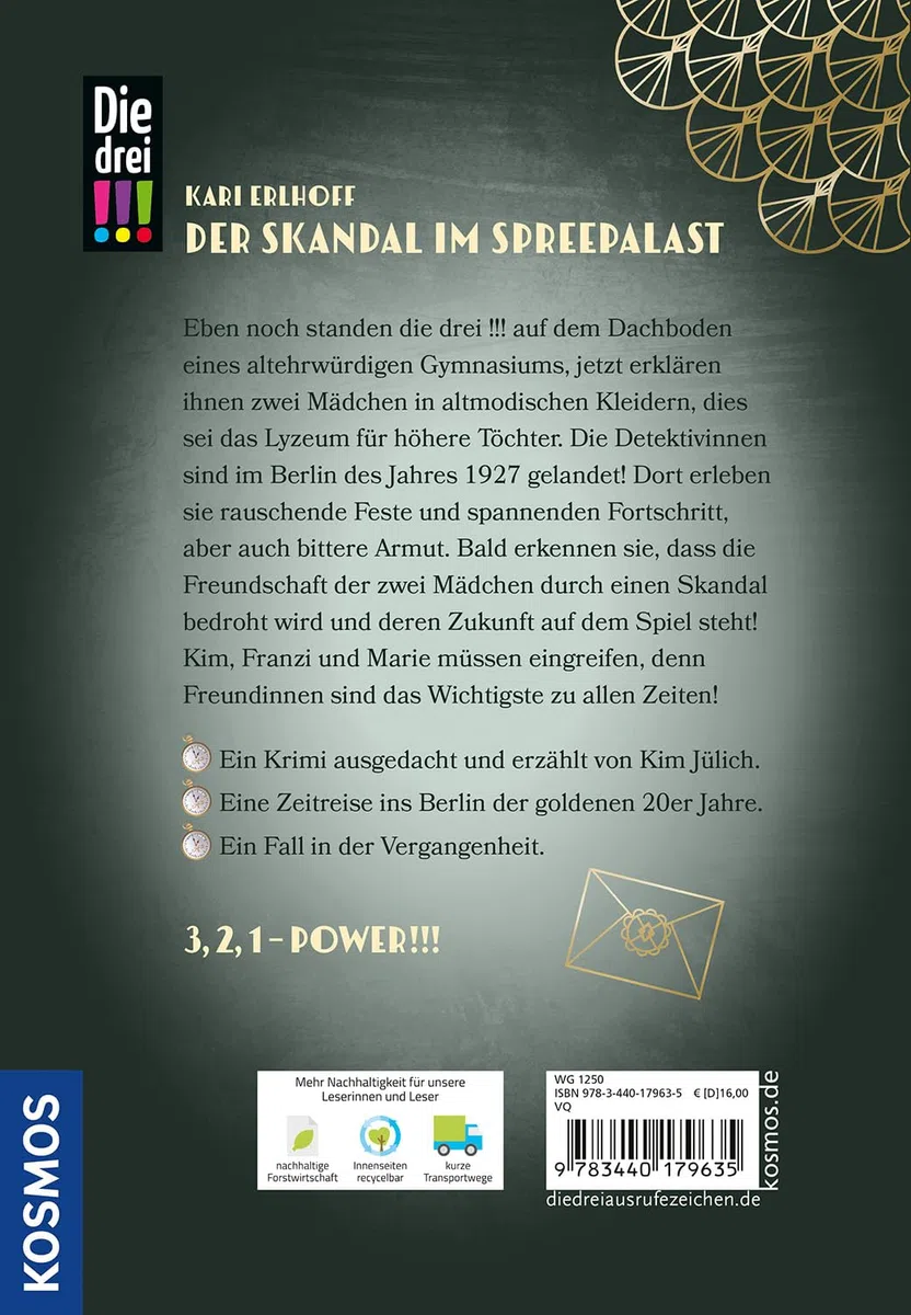 Die drei !!!, Der Skandal im Spreepalast: Ein Zeitreise-Krimi veredelt mit dreiseitigem Motivfarbschnitt und wunderschöner Goldfolie